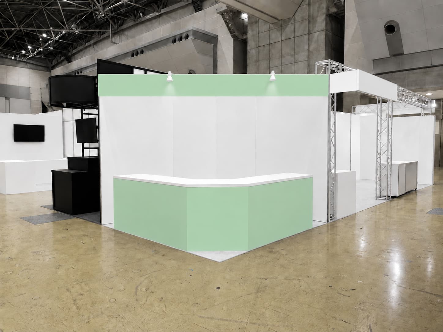 展示会ブースの施工例（グレー）