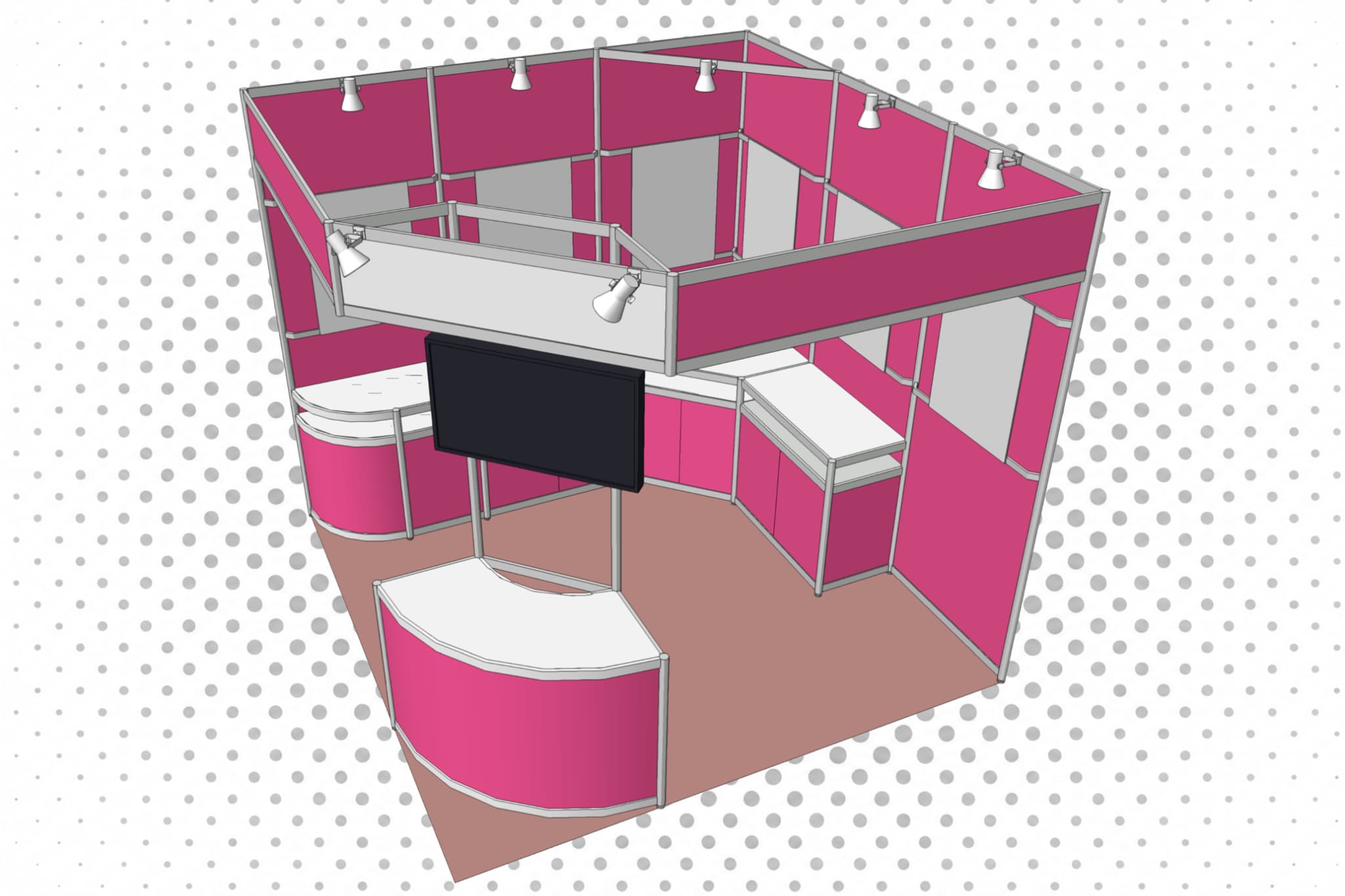 展示会ブース装飾のCADデザイン例（ピンク）
