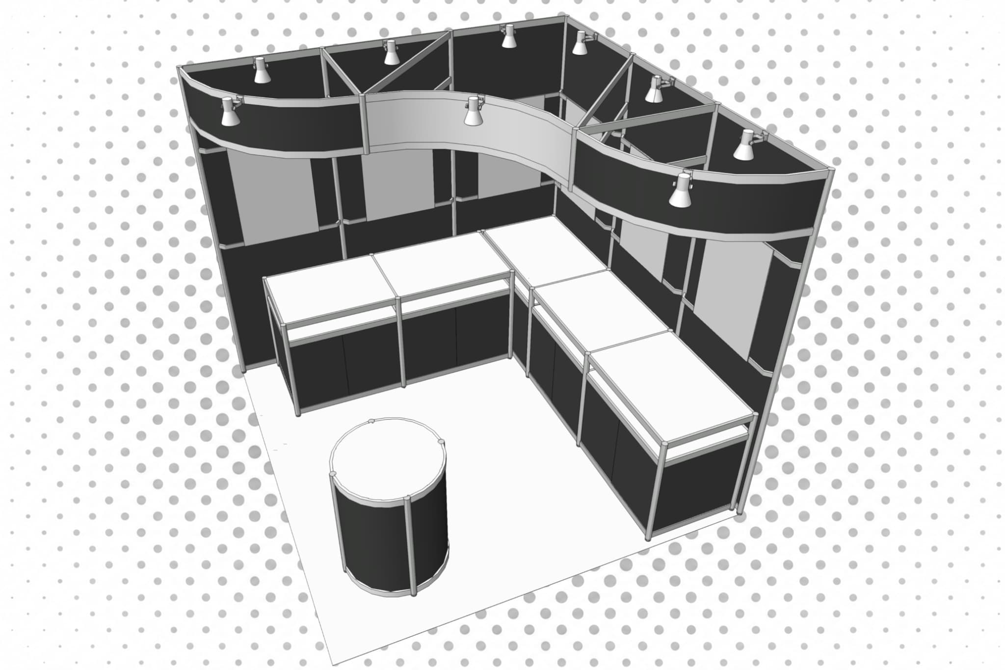 展示会ブース装飾のCADデザイン例（ブラック）